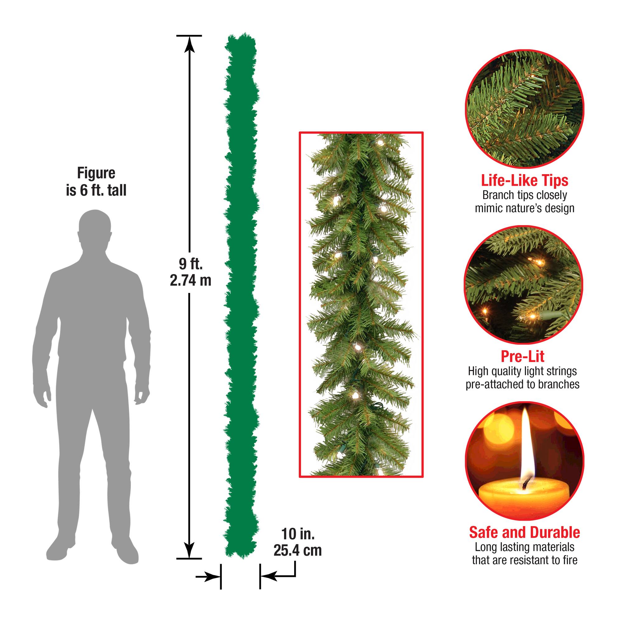 9ft. Norwood Fir Garland, Soft White LED Lights